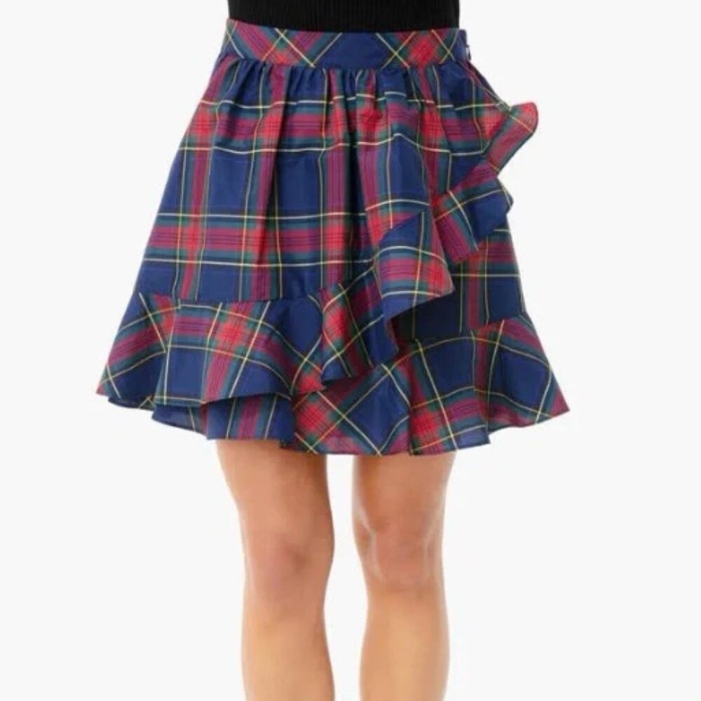 NWT Vineyard Vines Size 12 Jolly Plaid Party Skirt Deep Bay 2R001059 Ruffle Mini
